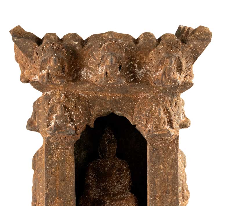 Temple bouddhiste avec statue de Bouddha Shakyamuni 25 cm – autel pagode artisanal du Népal
