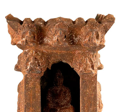 Temple bouddhiste avec statue de Bouddha Shakyamuni 25 cm – autel pagode artisanal du Népal