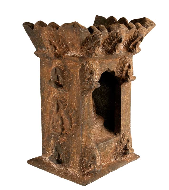 Temple bouddhiste avec statue de Bouddha Shakyamuni 25 cm – autel pagode artisanal du Népal