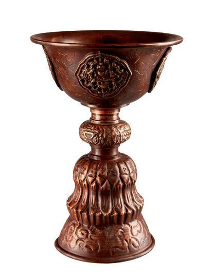 Lampe à beurre bouddhiste de monastère en cuivre et laiton – Dipa pour offrande de lumière