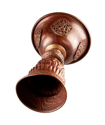 Lampe à beurre bouddhiste de monastère en cuivre et laiton – Dipa pour offrande de lumière