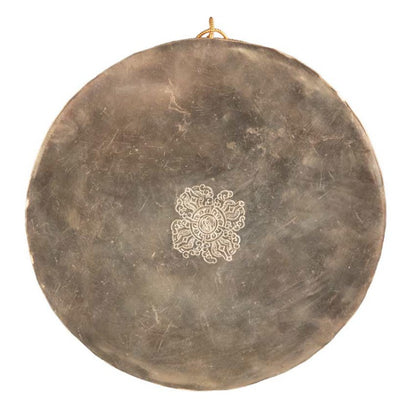 Mandala Bouddhiste Tibétain En Cuivre Doré 23,5 cm – Symboles Ashtamangala Du Népal