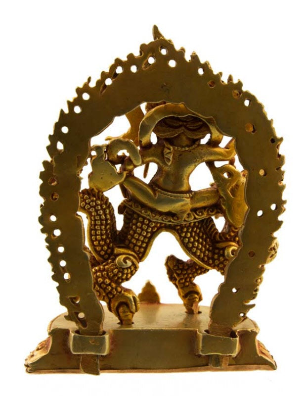 Statue de Jambhala Blanc en cuivre doré – Divinité bouddhiste de la prospérité et de l'abondance