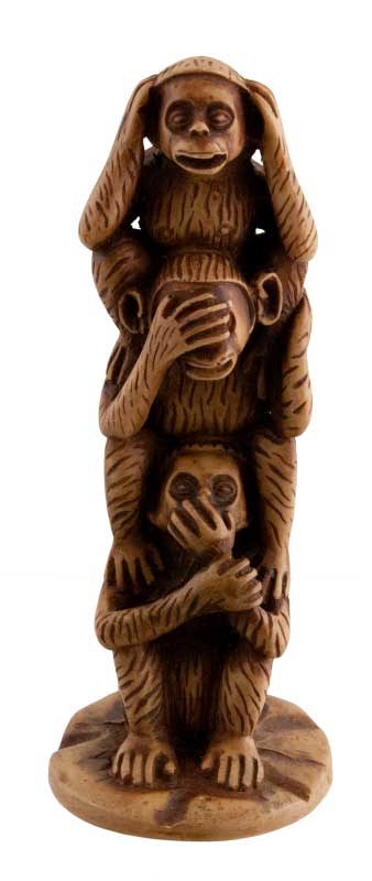 Tour Des 3 Singes De La Sagesse – Statuette En Résine Marron Beige