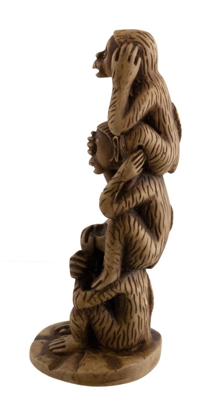 Tour Des 3 Singes De La Sagesse – Statuette En Résine Marron Beige
