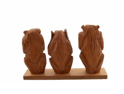 3 Singes de la Sagesse en Bois Marron – Artisanat du Cameroun