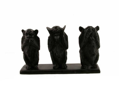 3 Singes de la Sagesse Africaine en Bois Sculpté