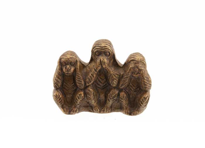 Statuette 3 Singes De La Sagesse En Laiton Jaune – Artisanat Indien