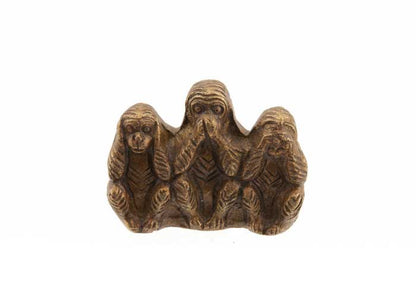 Statuette 3 Singes De La Sagesse En Laiton Jaune – Artisanat Indien