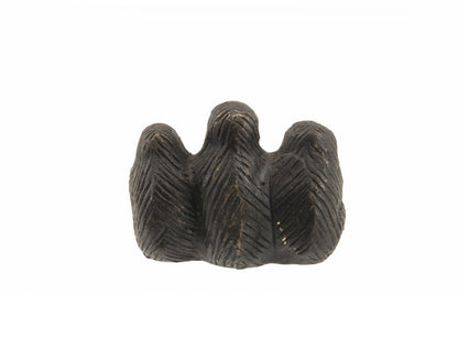 Statuette 3 Singes De La Sagesse En Laiton Patine Noire – Artisanat Indien