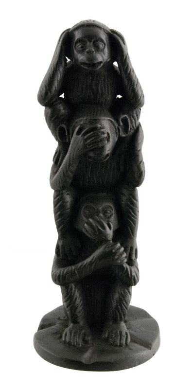 Statuette Tour Des 3 Singes De La Sagesse En Résine Noire
