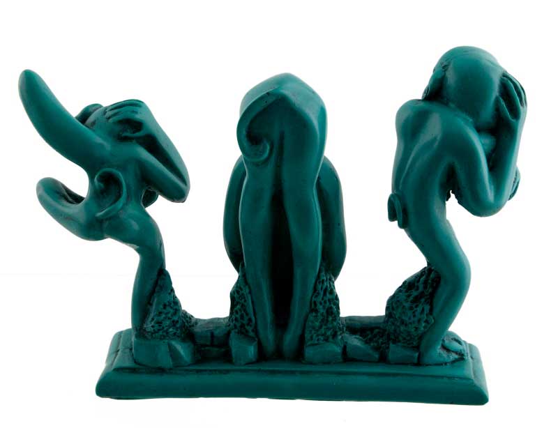 Statue 3 Singes de la Sagesse en Résine Turquoise – Artisanat Népalais