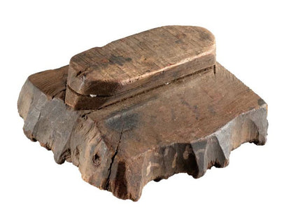 Ancien Grand Tampon Indien En Bois – Rajasthan Motifs Végétaux