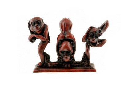 Statue 3 Singes de la Sagesse en Résine – Artisanat Népalais