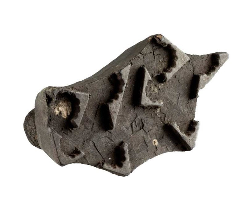 Ancien Tampon Indien En Bois Sculpté – Motif Ornemental Du Rajasthan