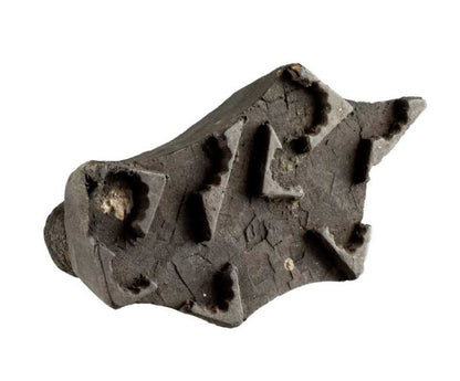 Ancien Tampon Indien En Bois Sculpté – Motif Ornemental Du Rajasthan