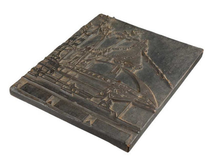 Planche Xylographie Népalaise Ancienne Stupa Bouddha – Gravure Sacrée En Bois