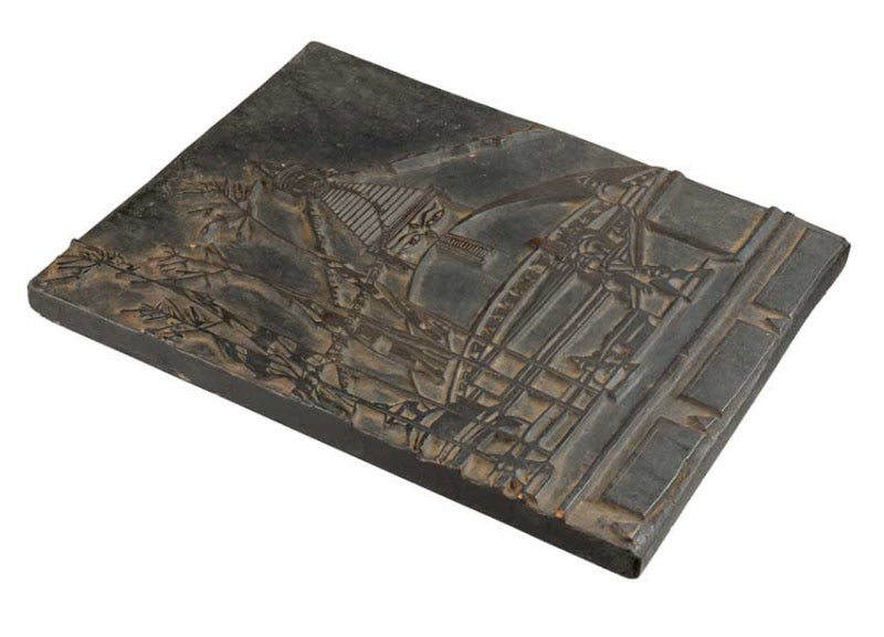 Planche Xylographie Népalaise Ancienne Stupa Bouddha – Gravure Sacrée En Bois