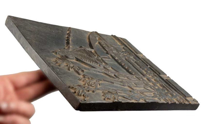 Planche Xylographie Népalaise Ancienne Stupa Bouddha – Gravure Sacrée En Bois