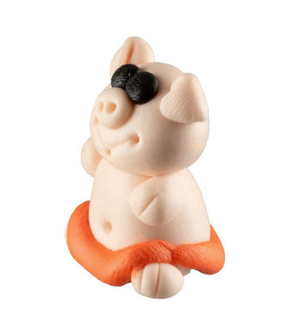 Figurine Cochon Miniature Maillot de Bain Orange – Artisanat Thaïlandais