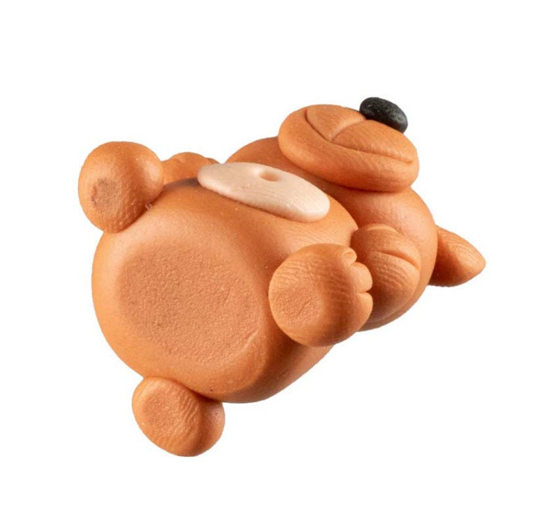 Figurine Miniature Ours Marron – Artisanat Thaïlandais en Pâte Polymère