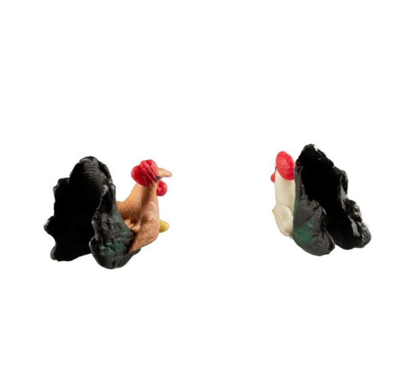 Couple de Figurines Poules Miniatures – Artisanat Thaïlandais en Pâte Polymère