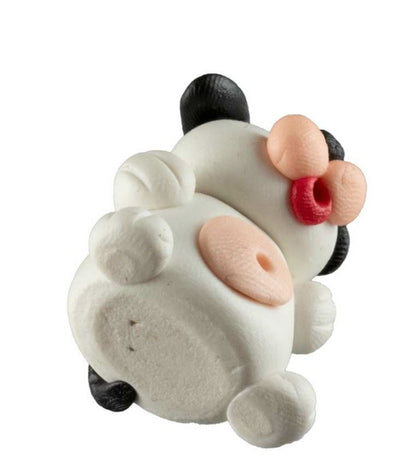 Figurine Chien Noir et Blanc Miniature – Artisanat Thaïlandais en Pâte Polymère