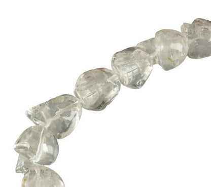 Bracelet Tibétain Tête De Mort En Cristal De Roche – Perles Sculptées Du Népal