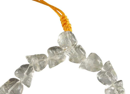 Bracelet Tibétain Tête De Mort En Cristal De Roche – Perles Sculptées Du Népal