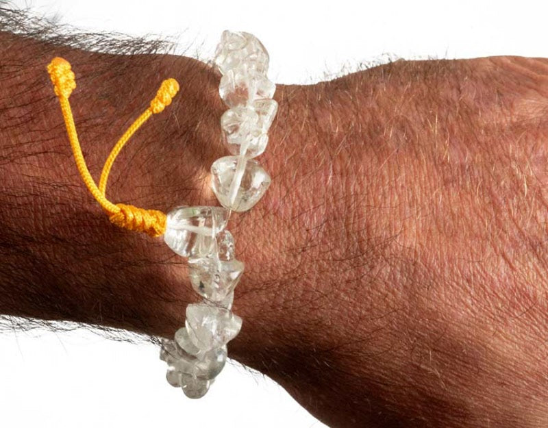 Bracelet Tibétain Tête De Mort En Cristal De Roche – Perles Sculptées Du Népal