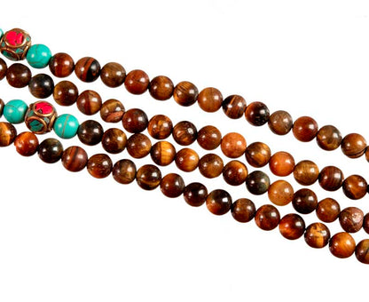 Mala Tibétain Œil De Tigre Véritable – Collier Bouddhiste Pour La Méditation