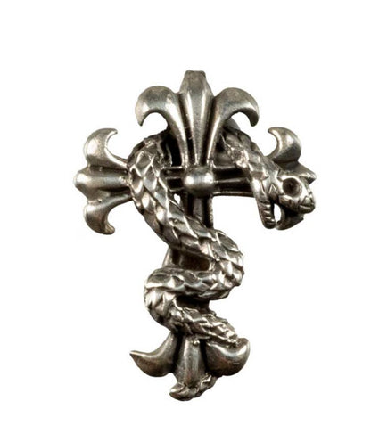 Pendentif Croix et Serpent en Argent Massif 925 – Bijou Symbolique et Audacieux