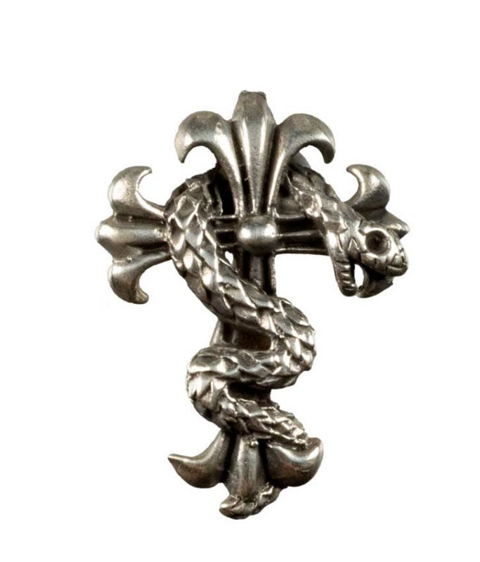 Pendentif croix et serpent en argent 925 – bijou symbolique au style gothique