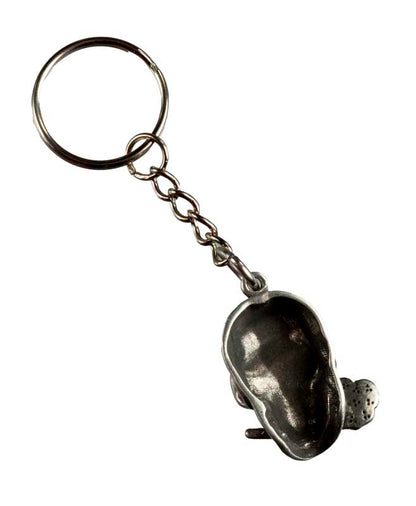Porte-Clé Tête de Mort et Rose en Alliage d’Étain – Artisanat Népalais