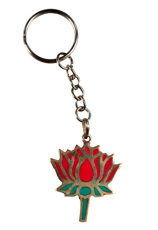 Porte-Clés Lotus Turquoise et Corail – Grand Bijou de Sac Spirituel