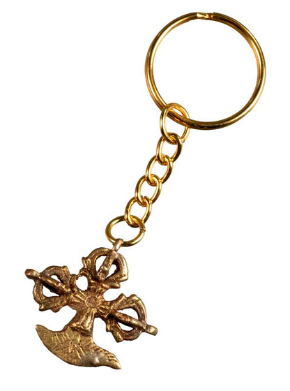 Porte-Clés Vajra Kartika Doré – Bijou de Sac Tibétain Bouddhiste