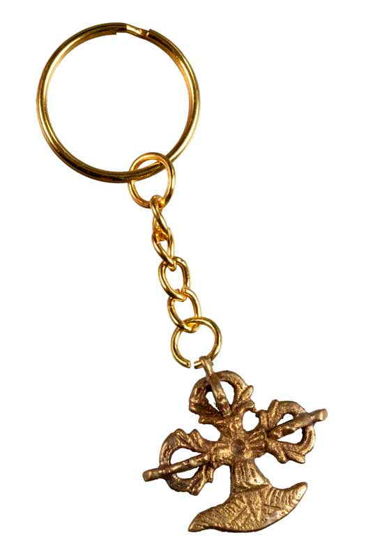 Porte-Clés Vajra Kartika Doré – Bijou de Sac Tibétain Bouddhiste