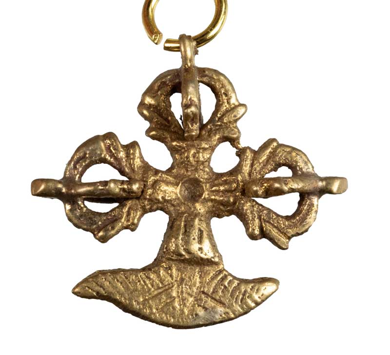 Porte-Clés Vajra Kartika Doré – Bijou de Sac Tibétain Bouddhiste