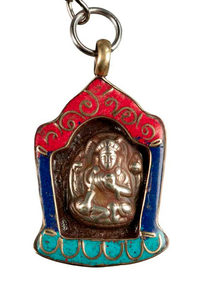 Porte-Clé Ghau Tibétain – Tara Verte en Métal et Résine