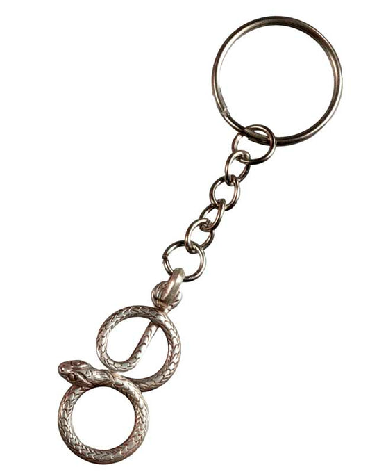 Porte-Clé Serpent en Métal Argenté – Symbole de Sagesse et de Transformation