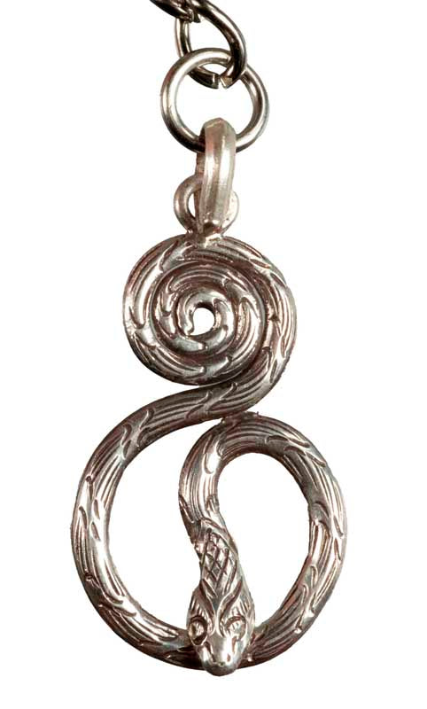 Porte-Clé Serpent Enroulé – Bijou de Sac Artisanal en Métal Argenté