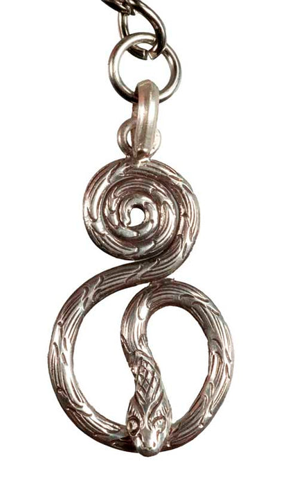 Porte-Clé Serpent Enroulé – Bijou de Sac Artisanal en Métal Argenté
