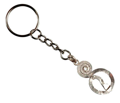 Porte-Clé Serpent Enroulé – Bijou de Sac Artisanal en Métal Argenté