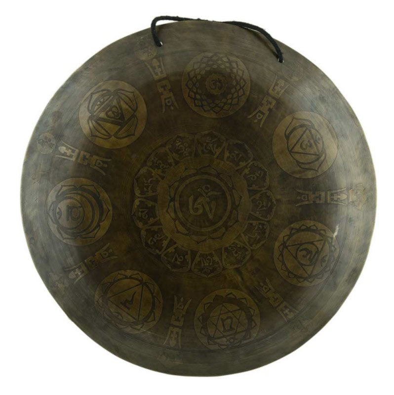 Gong Tibétain Bouddhiste 7 Chakras avec Symbole OM Gravé