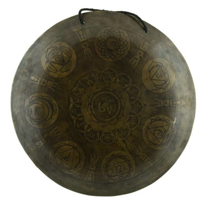 Gong Tibétain Bouddhiste 7 Chakras avec Symbole OM Gravé