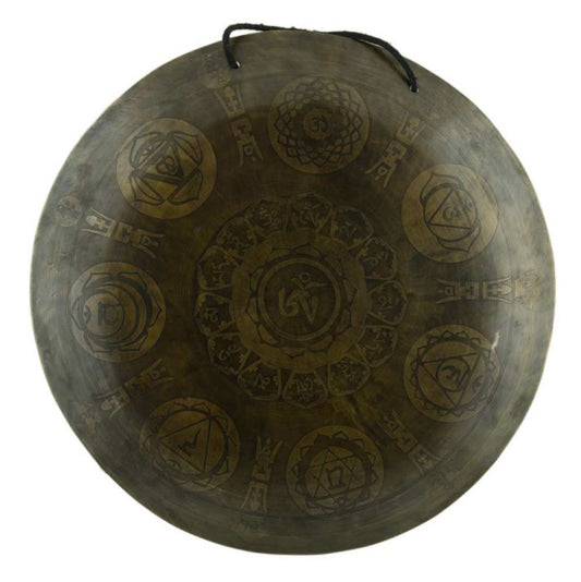 Gong Tibétain Bouddhiste 7 Chakras avec Symbole OM Gravé