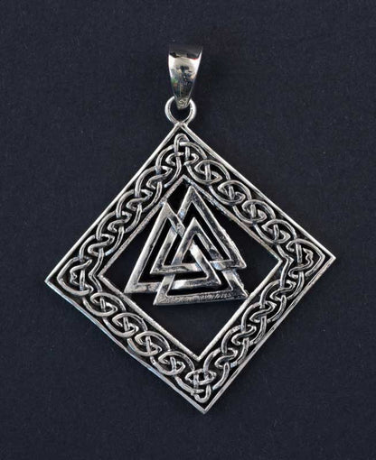 Pendentif Viking Valknut Triangle en Argent Massif 925