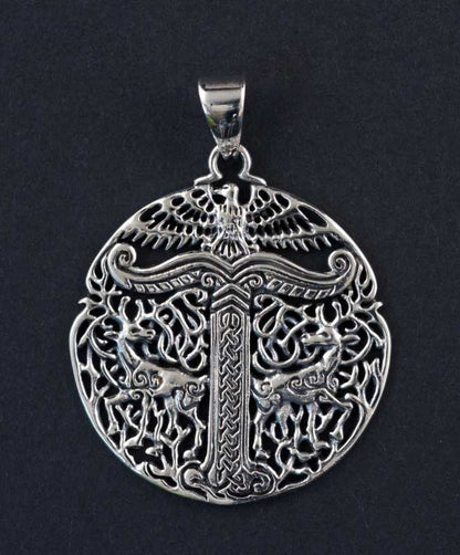 Pendentif Rune Irminsul Yggdrasil en Argent Massif 925 - Viking
