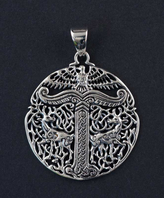 Pendentif Rune Irminsul Yggdrasil en Argent Massif 925 - Viking