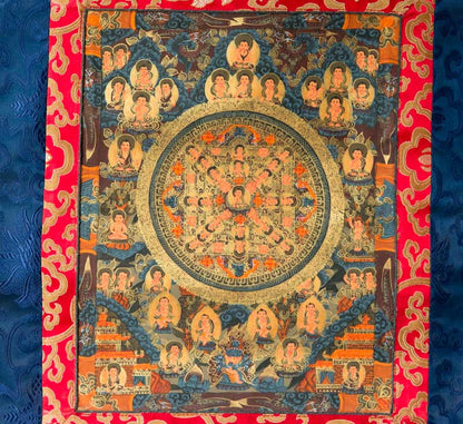 Thangka Tibétain Mandala De La Vie De Bouddha – Art Sacré Du Népal